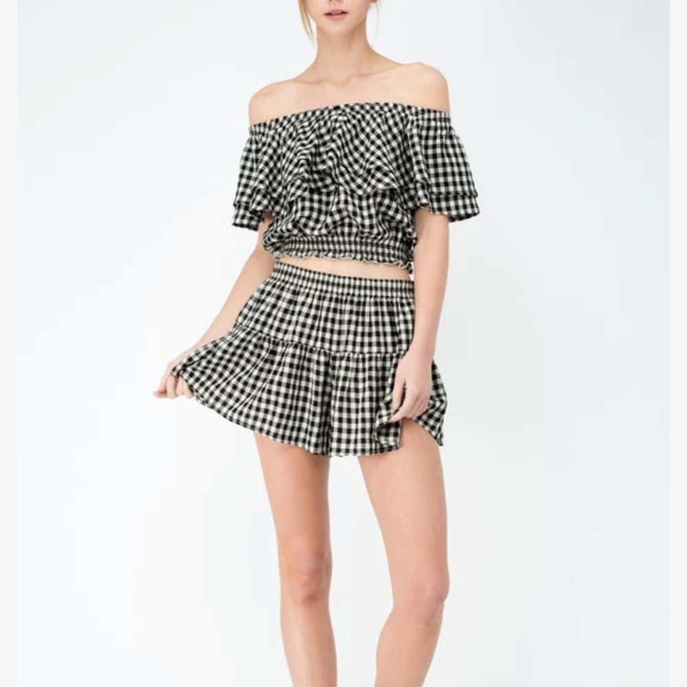 Sneak Peek black gingham short and crop top set